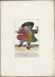 Dvergen Gilles Platfues som fransk dansemester, ca. 1710 Mgr. Gilles Platfues, Master of Dance ved Academie des Lourdeaux (tittel på objekt) Il Callotto resurcitato eller nyutnevnt Zwerchen-kabinett (serietittel)