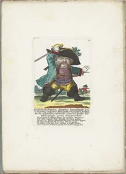 De dwerg Hanss Görge Prijhann som woeste offiser, ca. 1710 Hanß Görge Prijhann, født Donnerhundt, fra Scanderbeg fra en Hottendottin-bastard Rottmeister den vågale og jerneteren, Catharina, köpffer og Bluth gurgln contra Champmerdant (tittel