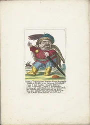 De dwerg Holloka Chimichko Buttiam Uranium as huzaar, ca. 1710 Holloka Tschimitschko Buttiam Uran, Ragoßischer Hussarn-oberst i Neuheussl-garnisonen (tittel på objekt) Il Callotto resurcitato eller nyinnredet lite skap (serietittel)