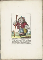 De dwerg Ploriander som gjeter, ca. 1710 Ploriander, gjeteren forelsket i gjeterinnen Ruffanella, brister i gråt av sin egen rørende sang (tittel på objekt) Il Callotto resurcitato eller nyinnredet lite skap (serie