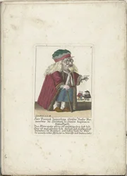 Dwerg Vincentz Zipperling in een bontjas, ca. 1710 Herr Vincentz Zipperling, Raths eldste slektning i Hirschau, i sin komfortable slakke frakk (tittel på objekt) Il Callotto resurcitato eller nyinnredet lite skap (serietittel)