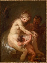 Nymfe og faun med Cupid