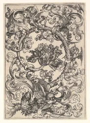 Ornament med ugle hånet av dagfugler, ca. 1435-1491.