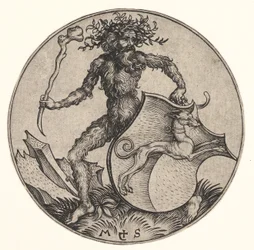 Skjold med Greyhound Holdt av Wild Man, ca. 1435-1491.