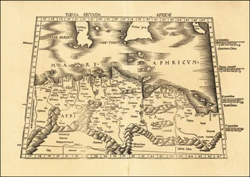 1513 Ptolemaios#39; andre afrikanske kart av Martin Waldseemüller
