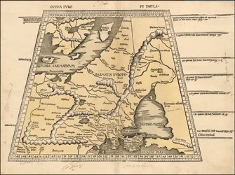 Kart over Baltikum, Skandinavia, Polen og Øst-Europa fra 1513 av Martin Waldseemüller