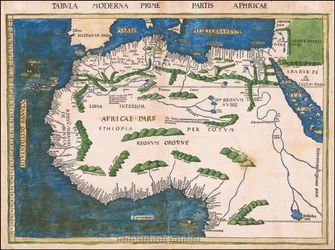 Kart over Nord- og Vest-Afrika fra 1513 av Martin Waldseemüller