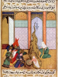 Fødselen til profeten Muhammad Miniature hentet fra "Siyer-i Nebi"" (Siyer i Nebi) episk dikt som forteller om livet til profeten Muhammed skrevet av Mustafa, sønn av Yusuf d