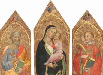 Madonna og barn med velsignelsen Kristus, og de hellige Peter, James Major, Anthony..., ca. 14151420.