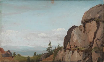 Norsk landskap med steiner i forgrunnen