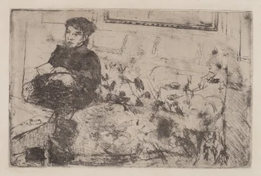 Interiør: På sofaen, ca. 1883.