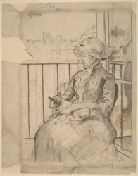 Susan på en balkong med en hund [forside]