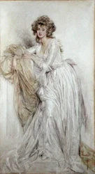 An Edwardian Lady (akvarell på papir)