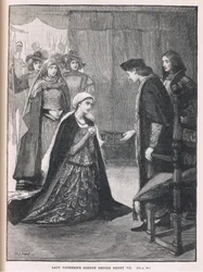Lady Catherine Gordon foran Henrik VII, 1497