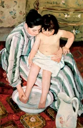 Barnebadet. Maleri av Mary Stevenson Cassatt (1845-1926)