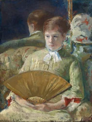 Kvinne med vifte, ca. 1878–1879 (olje på lerret)