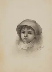 Uten tittel Head of a Child with Hat, 1878.