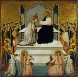 Kroningen av jomfruen, ?-1348, 1335-1340, 51,2 x 51,7, Kunstmuseet, Budapest