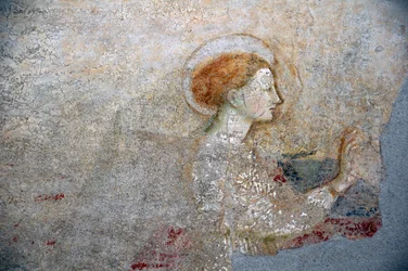 Fresco av Masolino da Panicale i dåpskapellet i Castiglione, detalj av kunngjøringen