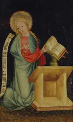 Jomfru av bebudelsen, fra The Harvester Altar, ca. 1410 (tempera på eik) (se også 145253 og 145254)