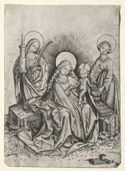 Madonna og barn i en hage mellom St. Barbara og st. Dorothy
