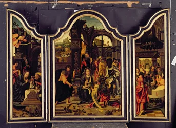 En Triptych; Tilbedelsen av magiene; Fødselen og presentasjonen i tempelet; Kunngjøringen