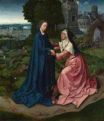 Jomfruens besøk til Saint Elizabeth. Panel fra en altertavle, ca 1515