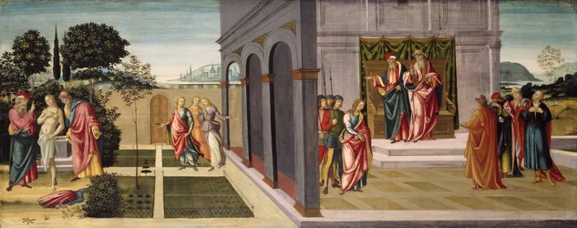 Susanna og de eldste i hagen, og rettssaken mot Susanna foran de eldste, ca. 1500