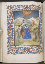 David ved bønn, Anjou Hours, Egerton 1070, f.44v (vellum)