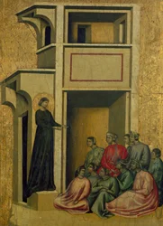St. Cecilia snakker til en gruppe mennesker, scene fra Santa Cecilia og åtte episoder av livet hennes