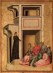St. Cecilia og historien om hennes liv Detalj: St. Cecilia konverterte soldater - altertavle, ca. 1290-1320