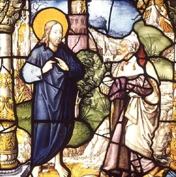 The Temptation of Christ, vindu, Cologne School, første halvdel av 1500-tallet (farget glass)