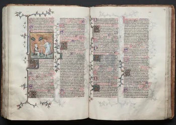 The Gotha Missal: Fol. 116v, St. Maria Magdalena kneler, ca. 1375.