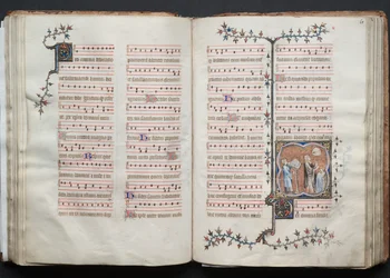 The Gotha Missal: Fol. 60v, tekst, ca. 1375.