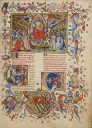 Kristus i majestet; Initial A: En mann som løfter sin sjel til Gud