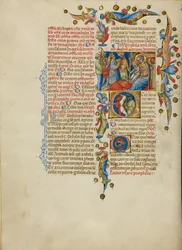 De vise menns tilbedelse; initial E: Sverdbærere