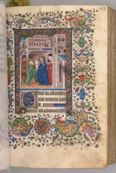 Timer for Karl den adelige, konge av Navarra 1361-1425: fol. 55r, The Visitation Lauds, ca. 1405.
