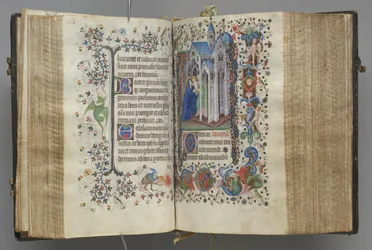 Timer for Karl den adelige, konge av Navarra 1361-1425: fol. 82v, tekst, ca. 1405.