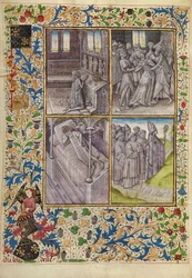 Keiser Konstantin ber i en kirke; Sofia plaget av onde ånder; Gjennom en drøm beordrer Gud Konstantin å finne Antonius#39; levninger; Biskop Theophile drar til Egypt