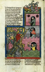 Å ta et slott i Jerusalem Fra verdenskrøniken Weltchronik av Rudolf von Ems