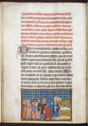 Cotton Tiberius B. VIII f.47v Kongen tar av seg ytterklærne, illustrasjon fra 