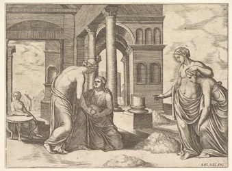 Plate 22: Venus beordret Psyche til å sortere en haug med korn, fra 