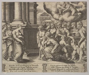 Plate 2: menneskene som gir guddommelig ære til Psyche, fra 'The Fable of Psyche', 1530-60.