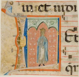 Kvinnelig helgen i en historisert initial quot;Lquot; fra en korbok