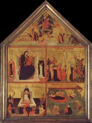 Den siste dommen, Jomfruen og barnet med en biskop-helgen og Saint Peter Martyr..., ca. 1325.