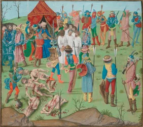 Ettervirkningene av slaget ved Nikopol: De kristne som hevn for Rahova-massakren. Jean Froissart, Krøniker, Flandern, Brugge