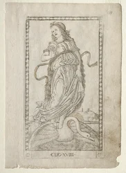 Clio-historie fra Tarocchi-serien D: Apollo and the Muses, #19, før 1467.