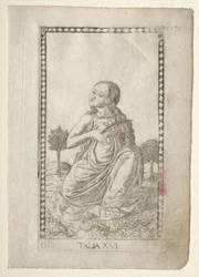 Thalia-komedie, pastoral poesi fra Tarocchi-serien D..., før 1467.