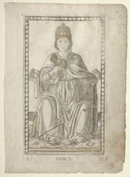 The Pope from the Tarocchi, serie E: Conditions of Man, #10, før 1467.