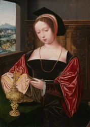 En lesende dame (Sankt Maria Magdalena), ca. 1530 (olje på panel)
